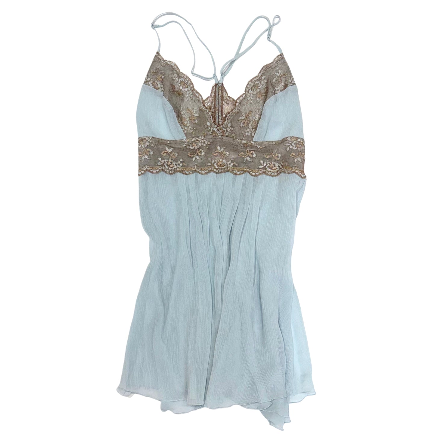 Victoria Secret baby blue brown lace cami