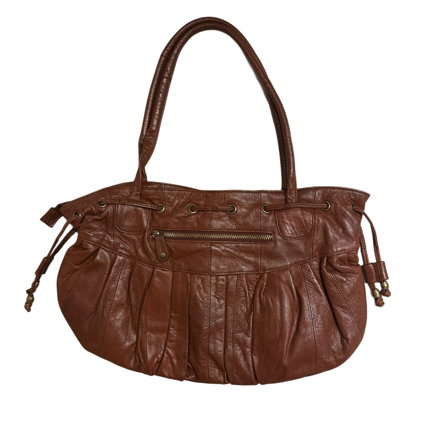 Brown rivets leather bag