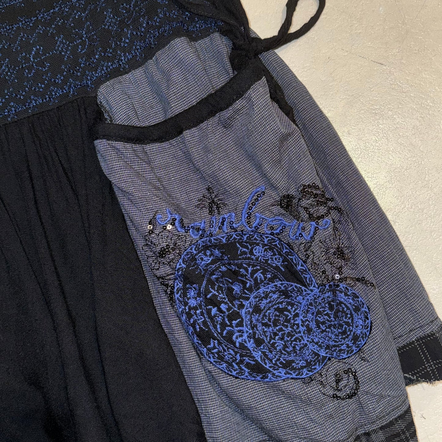 Desigual navy patchwork embroidered skirt