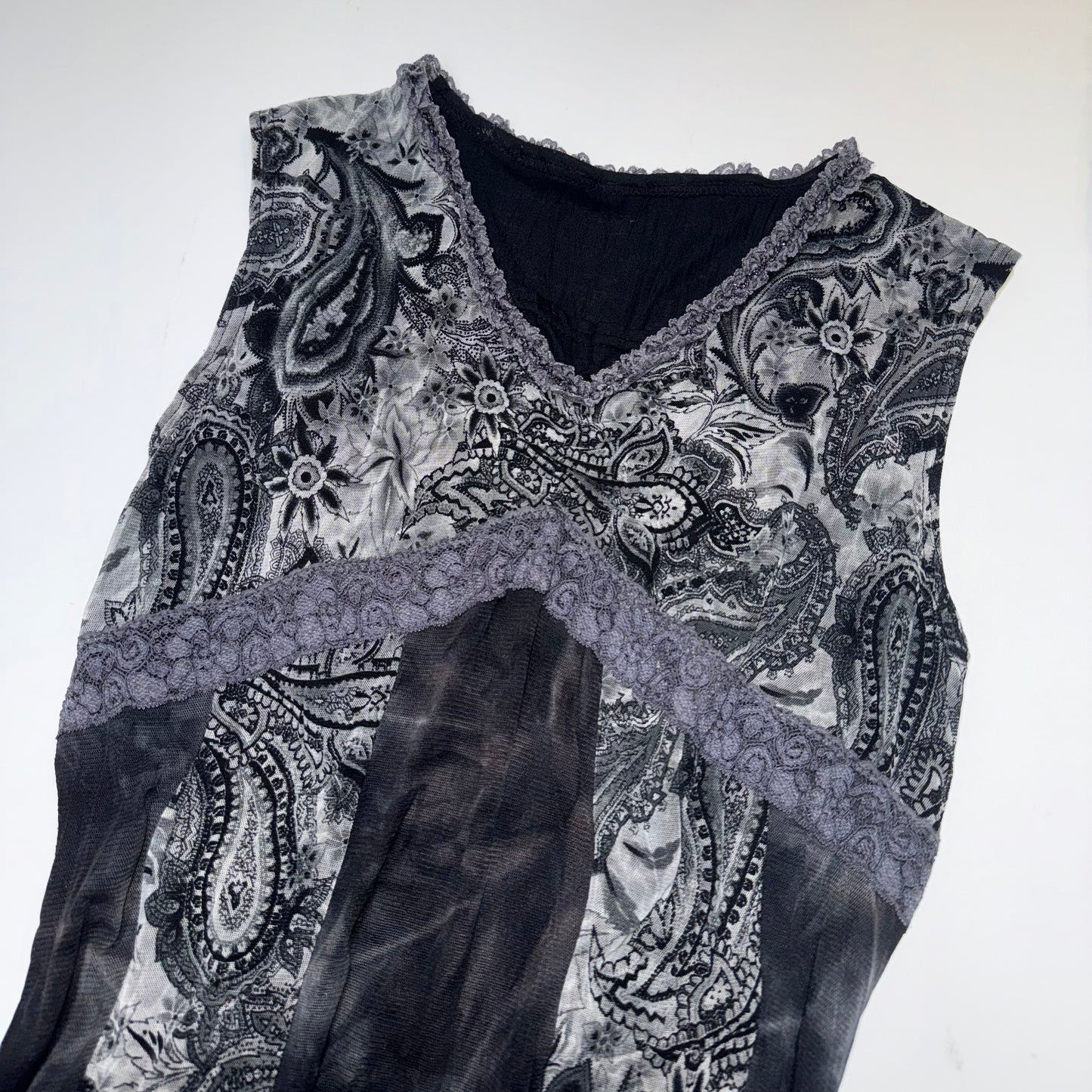 Paisley lace trim top