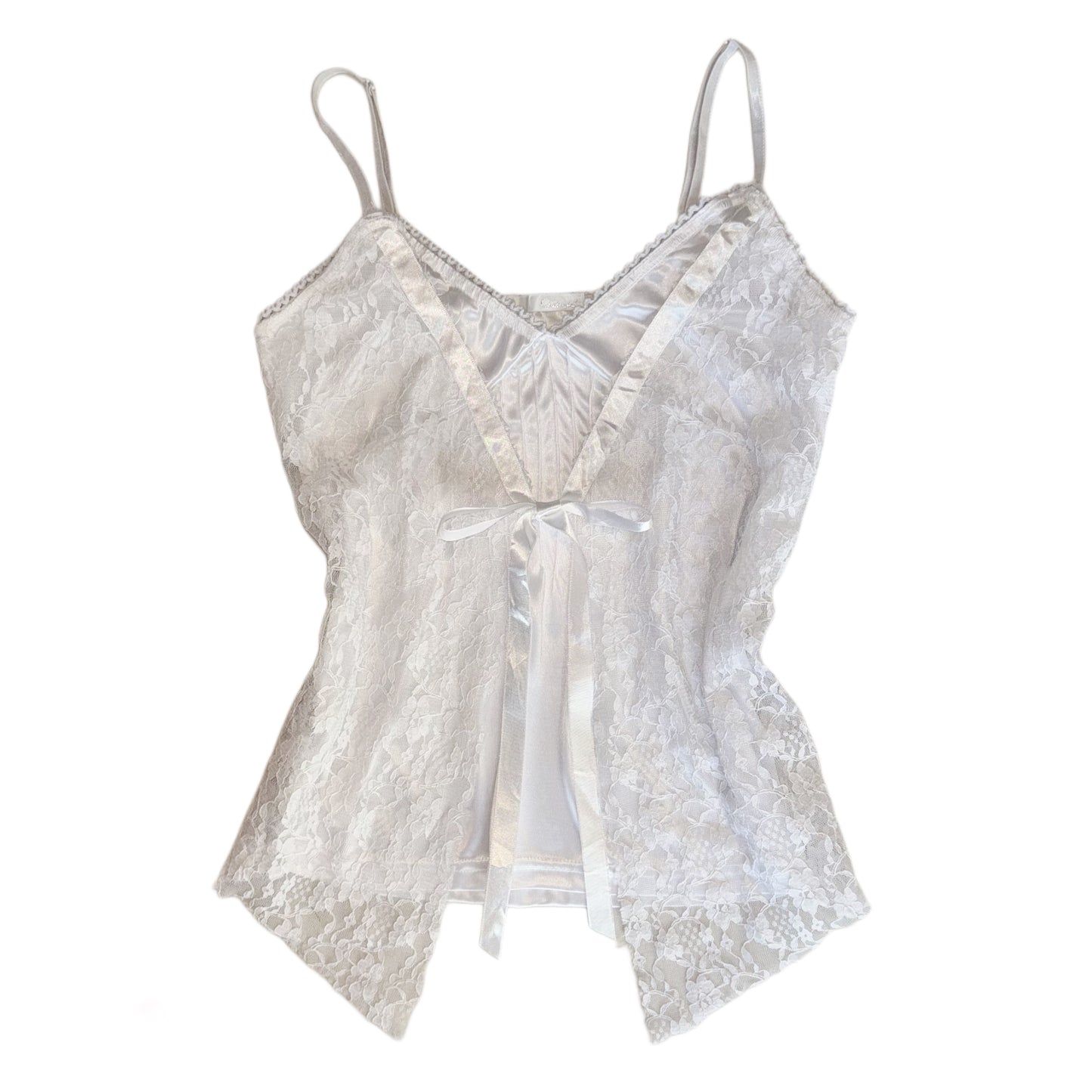 White lace layered cami