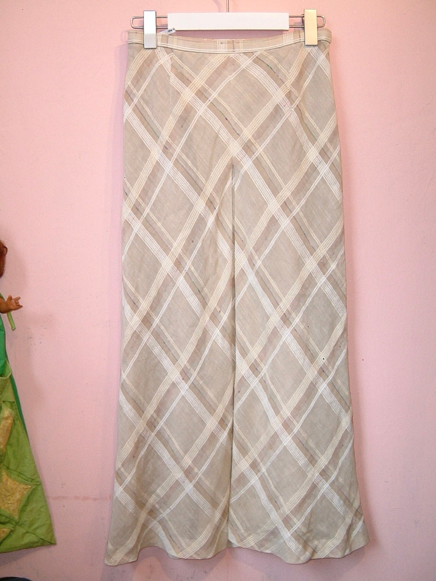 Beige checkered long skirt