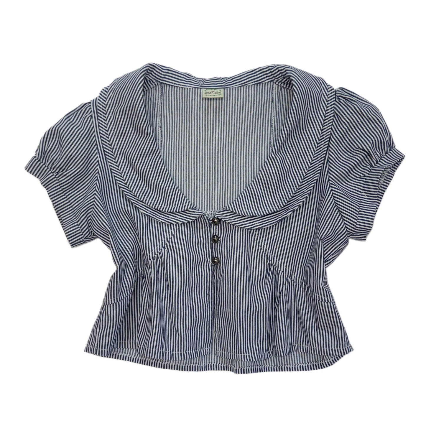 Navy stripe double collar cropped outer