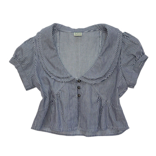 Navy stripe double collar cropped outer