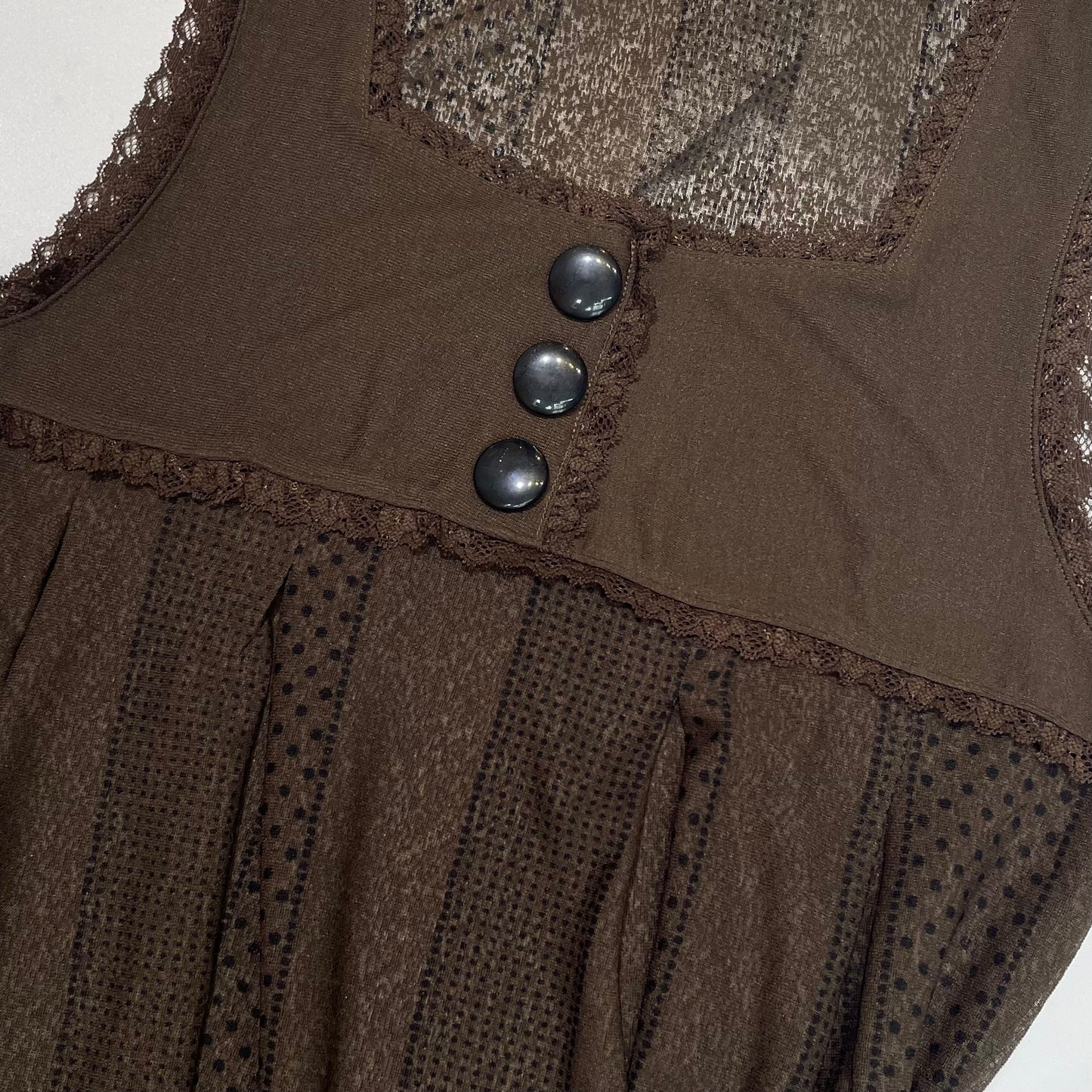 Brown button pleated top
