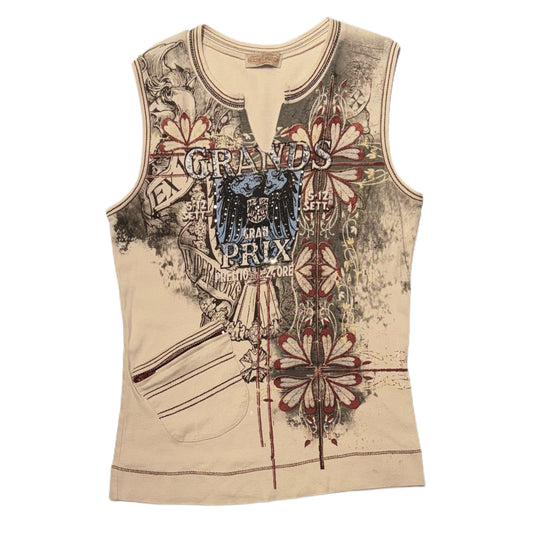 Skinny Minnie graphic top with front pocket