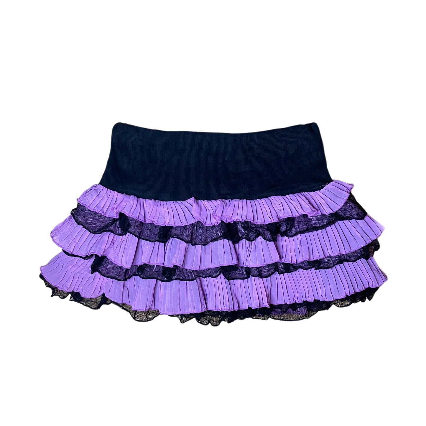 purple x black lace mini skirt