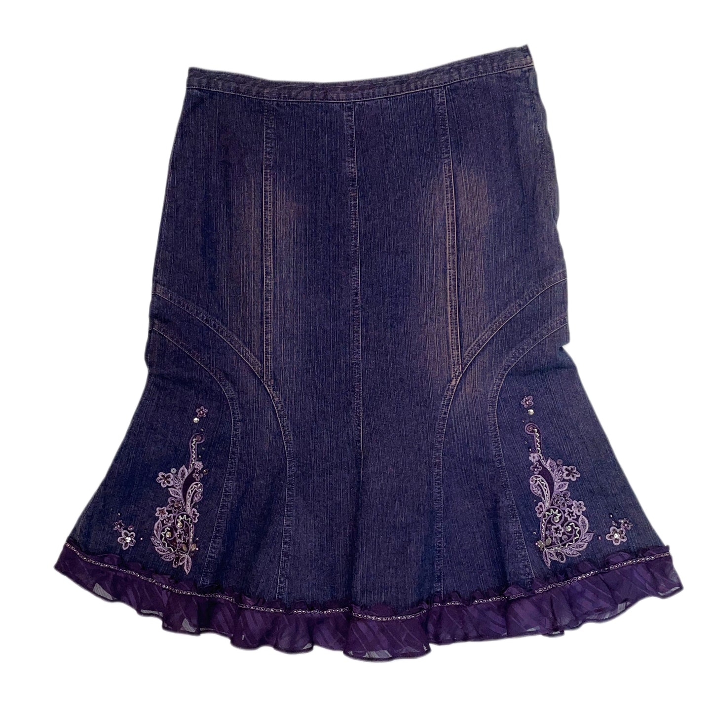 Denim purple embroidered skirt