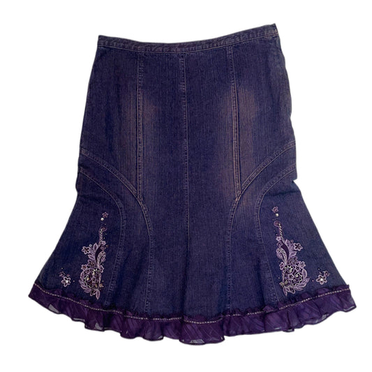 Denim purple embroidered skirt
