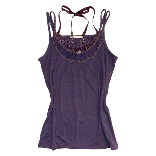 Axes purple lace cami with beads details