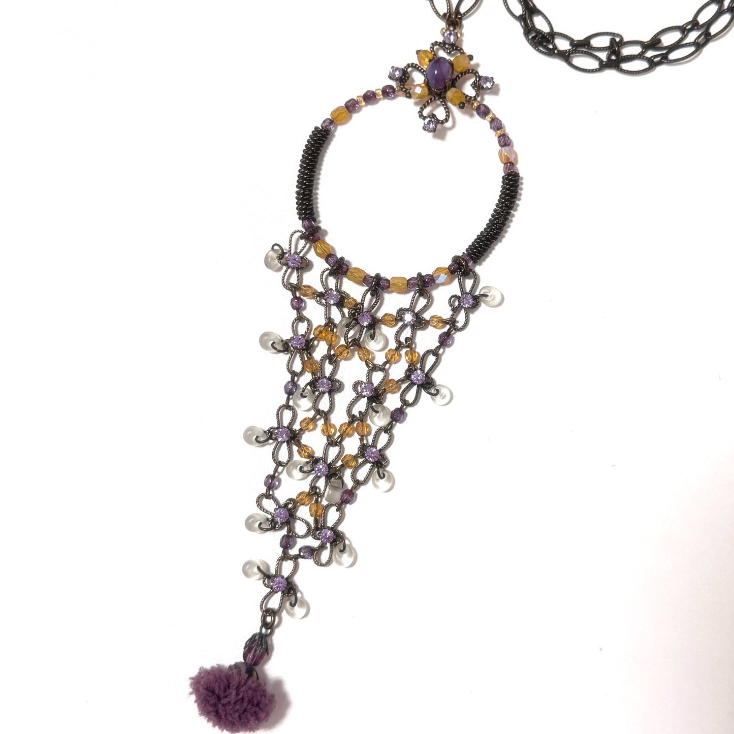 Purple dreamcatcher long necklace