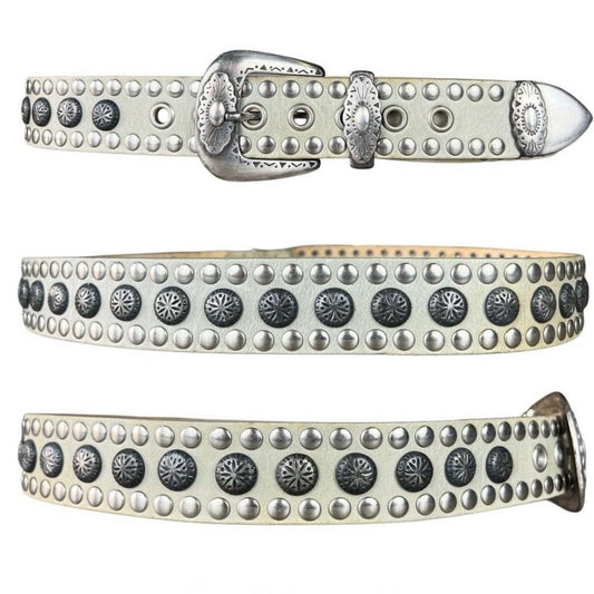 Beige Coins leather belt