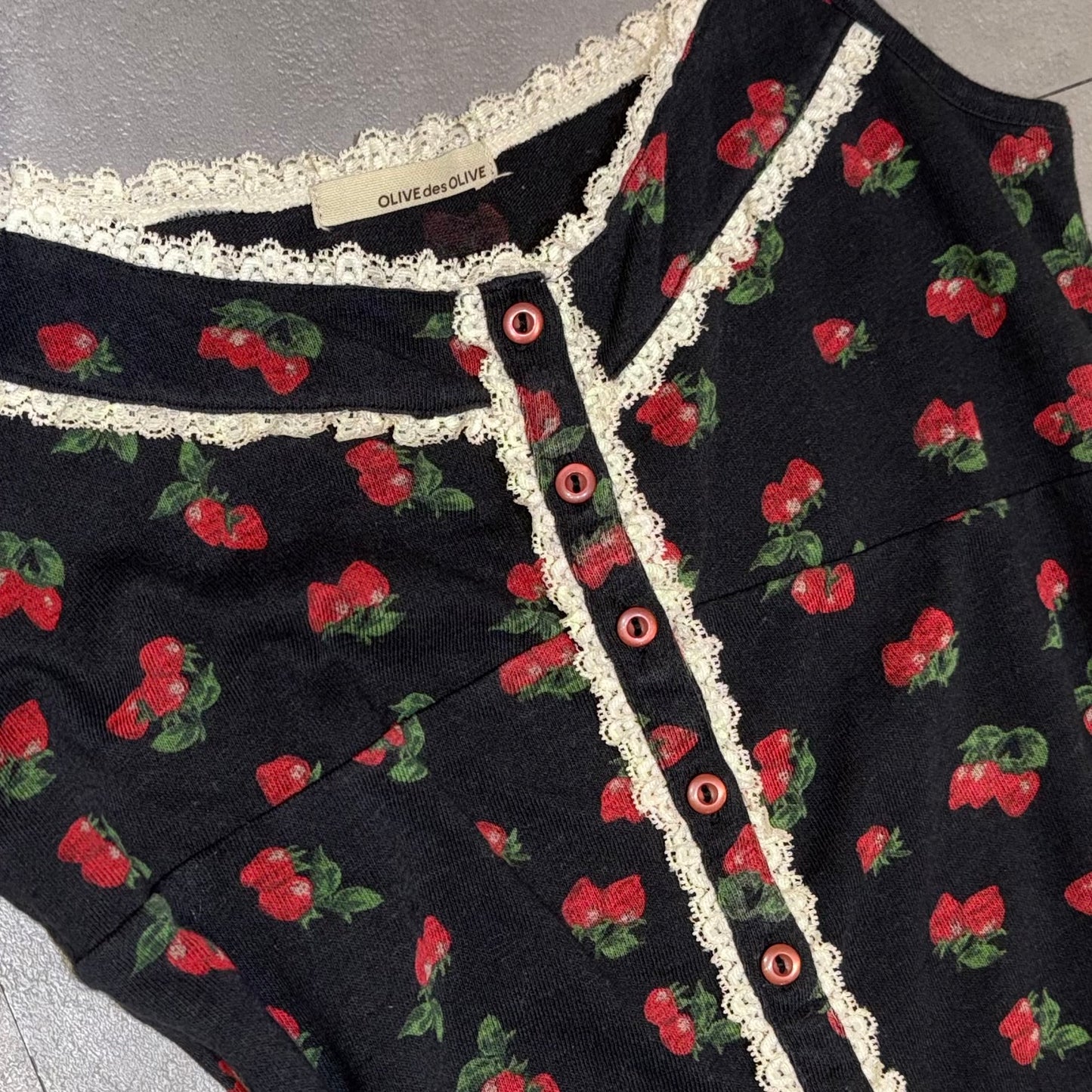 Strawberry lace tank top