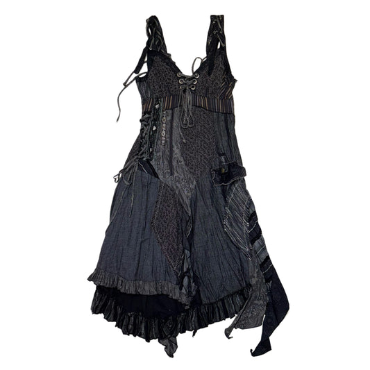 Leopard denim patchwork dress