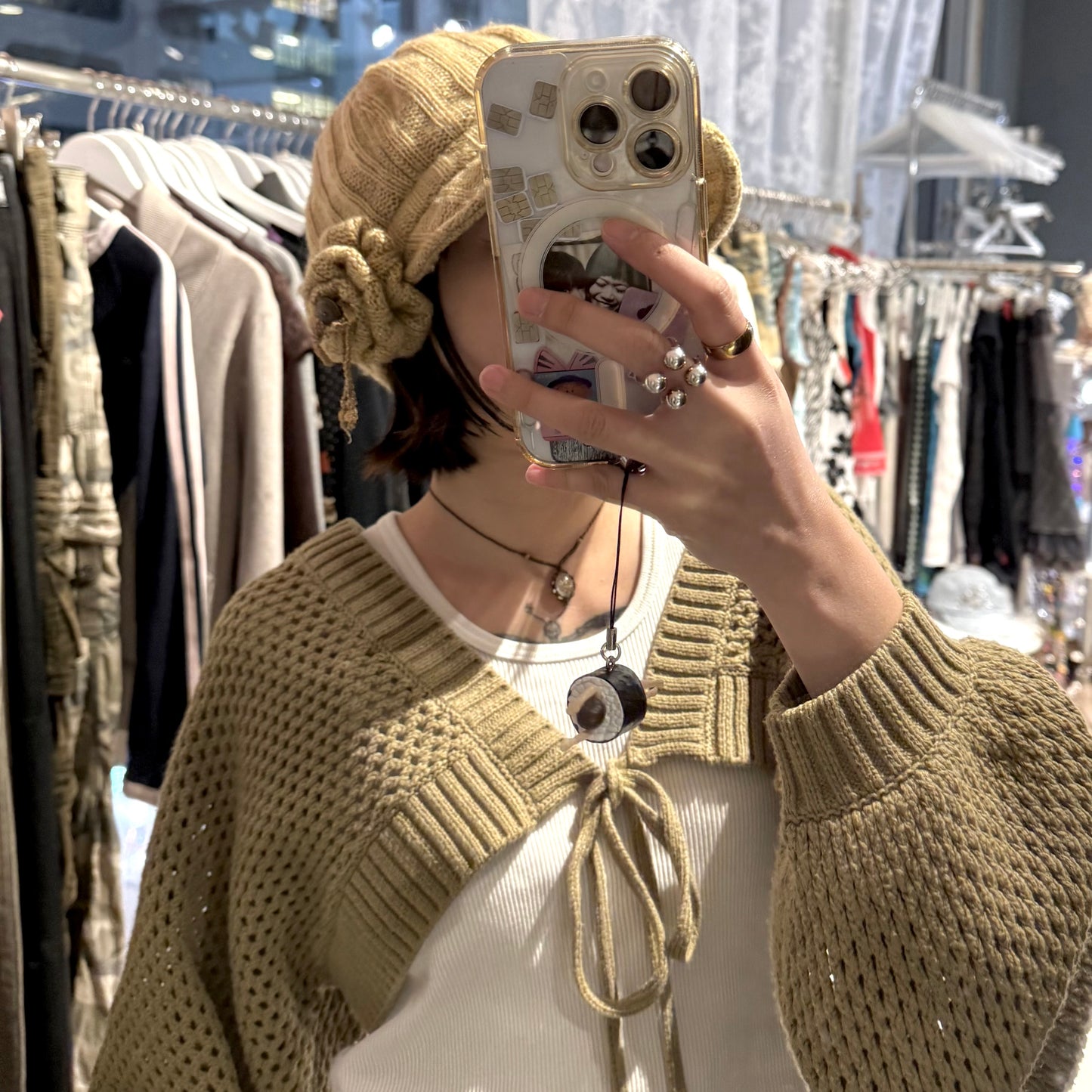 Gold sparkly knit hat