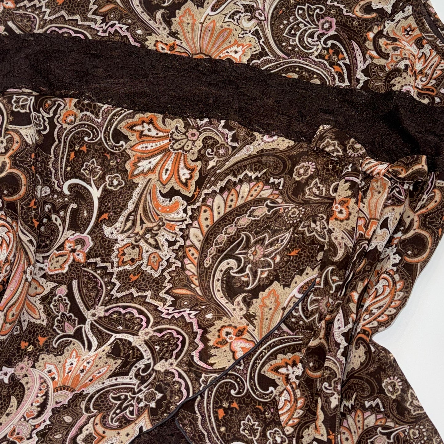 Brown paisley ribbon lace cami