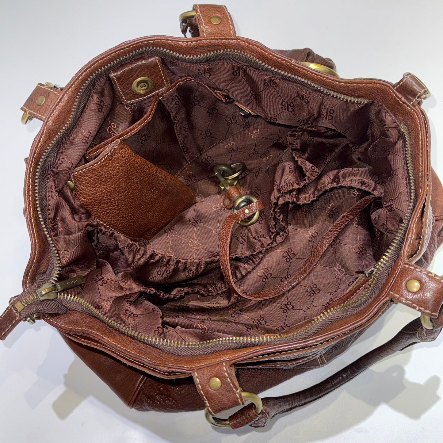 2way brown leather bag with wallet