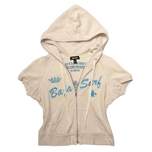 Bebe Ivory terry fabric zip hoodie