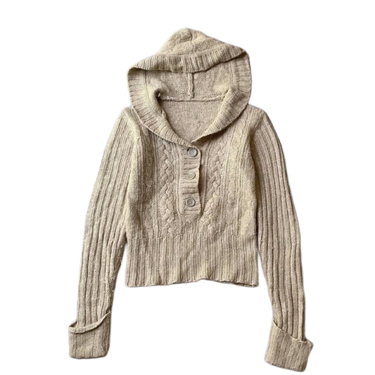 Beige knit hoodie