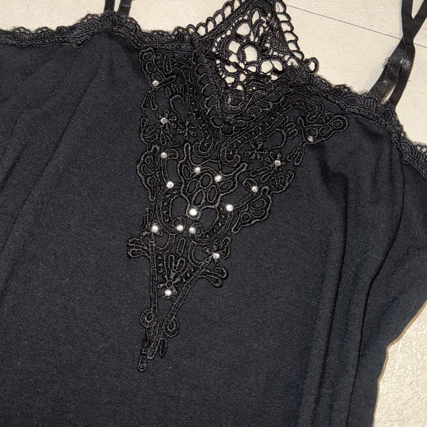 Black lace halter tank with soft pink mesh tank set