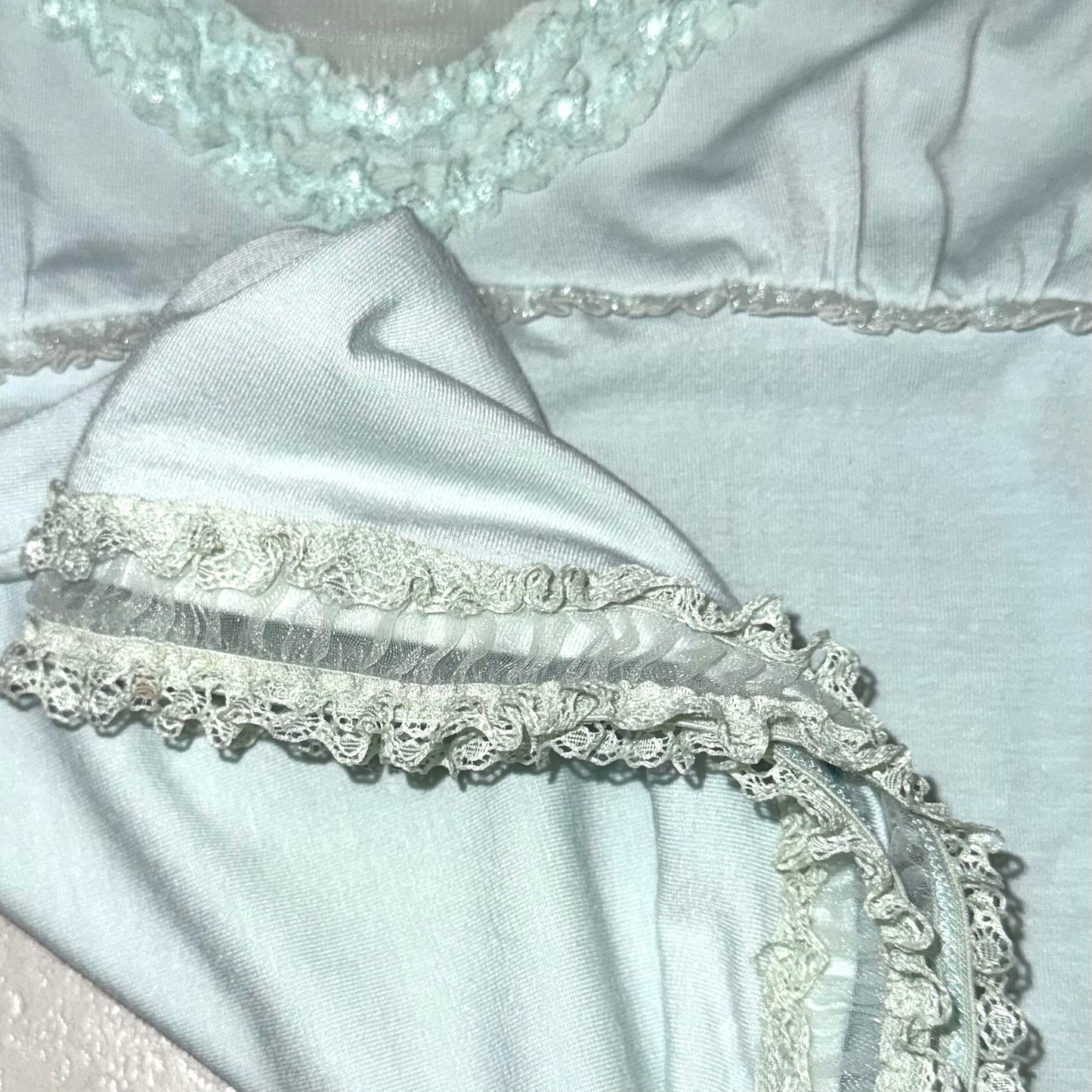 Baby blue embroidered lace cami