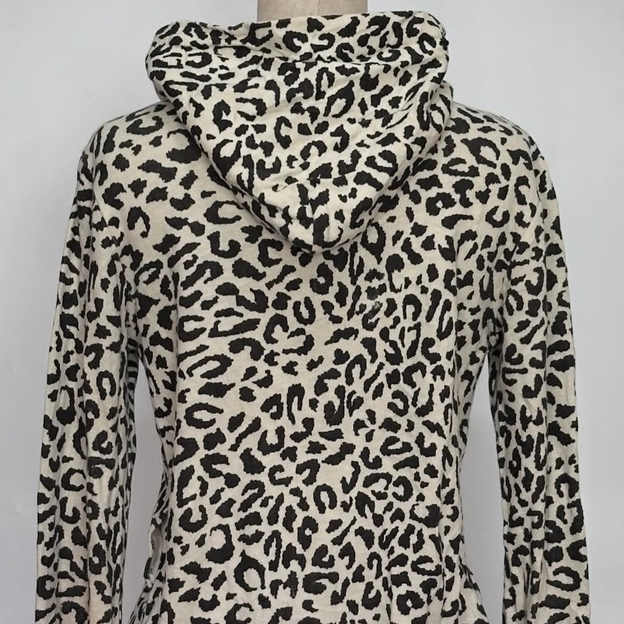 Leopard print double zip hoodie