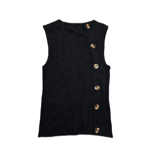 Black buttons knit top