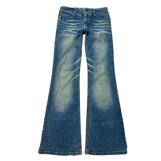Washed denim boots cut jeans