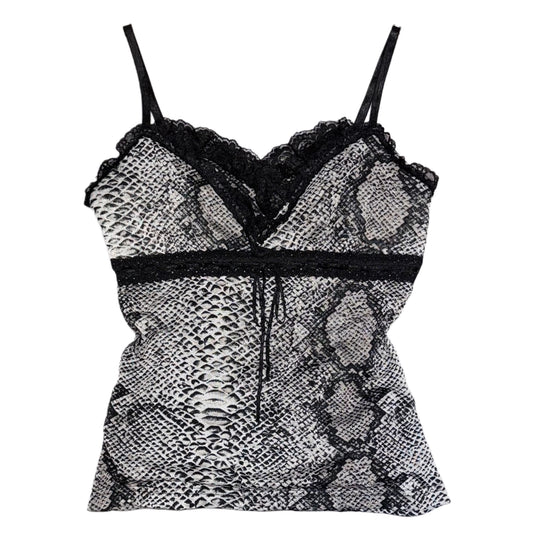 Black lace animal pattern tank