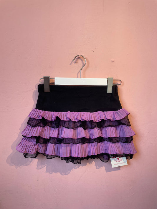 purple x black lace mini skirt