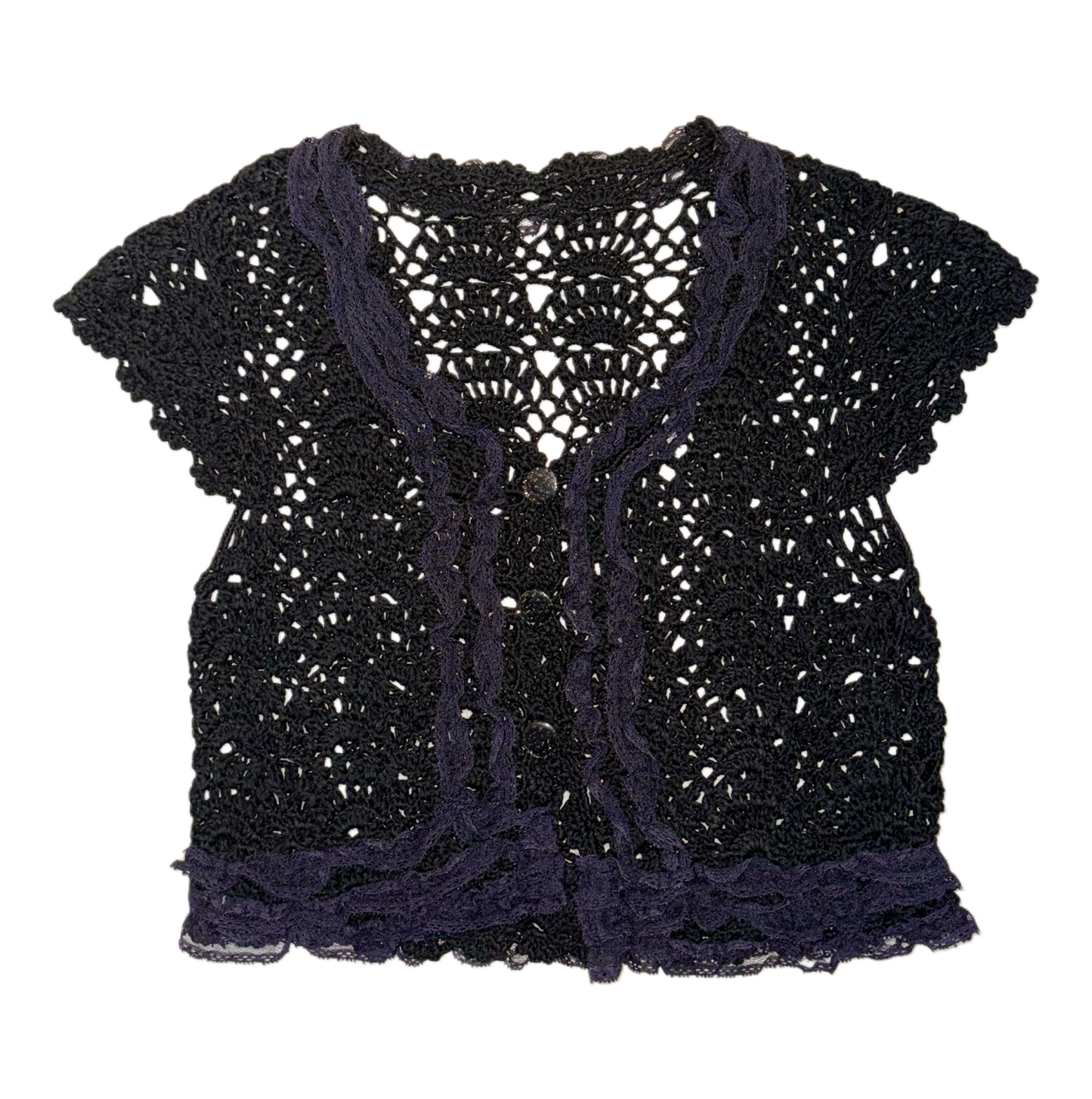 Black knit purple lace outer