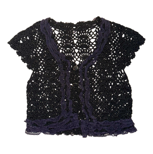 Black knit purple lace outer