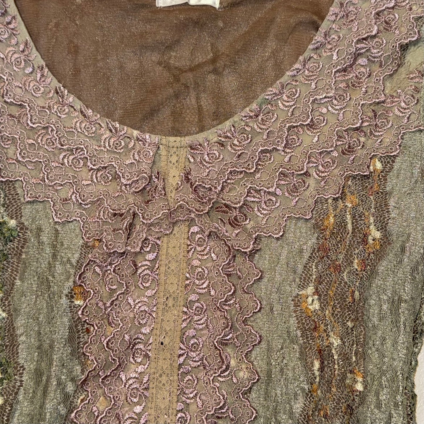 Green purple lace top
