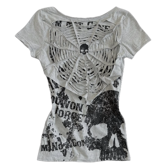 Grey skull layered top