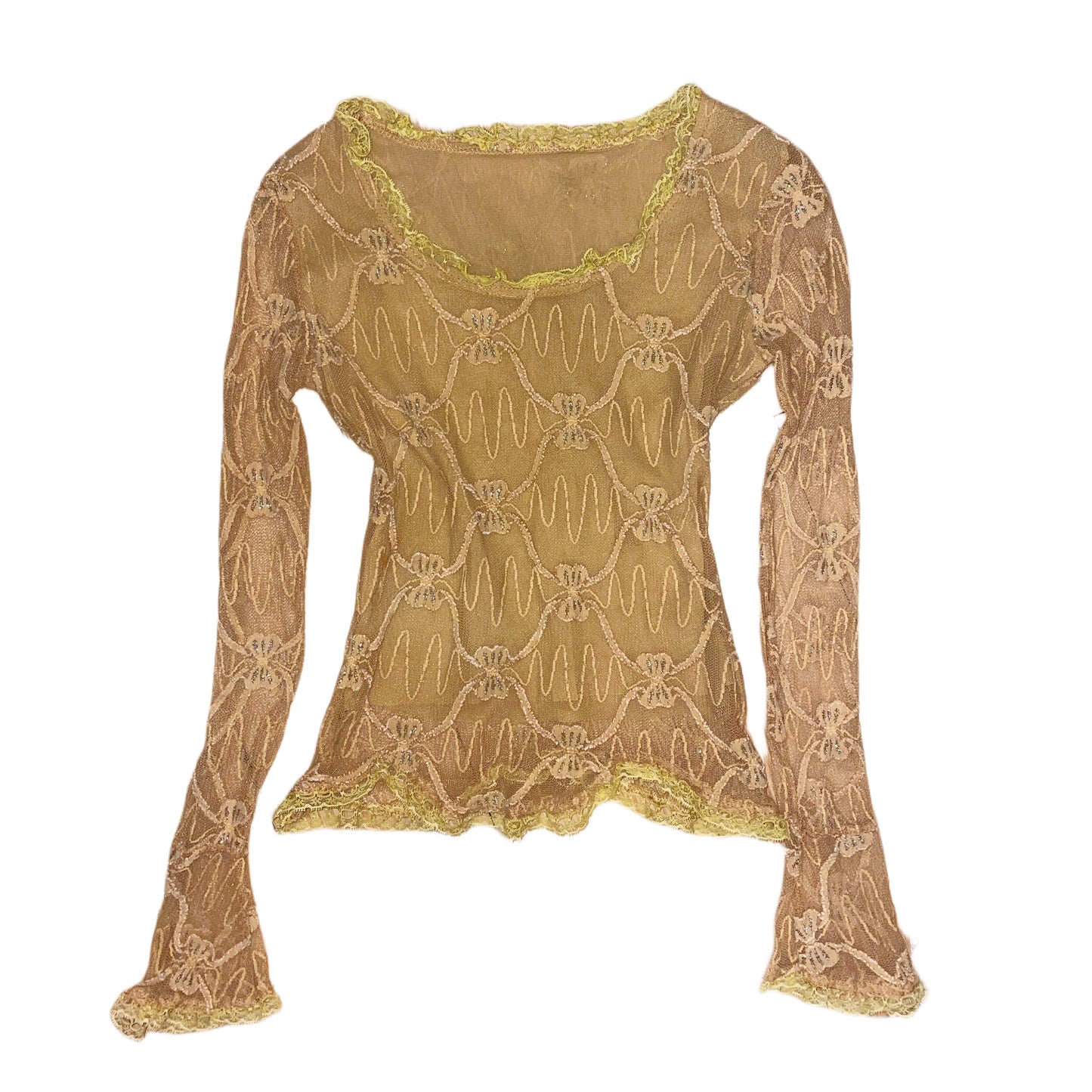 Beige Mud yellow golden mesh long sleeve