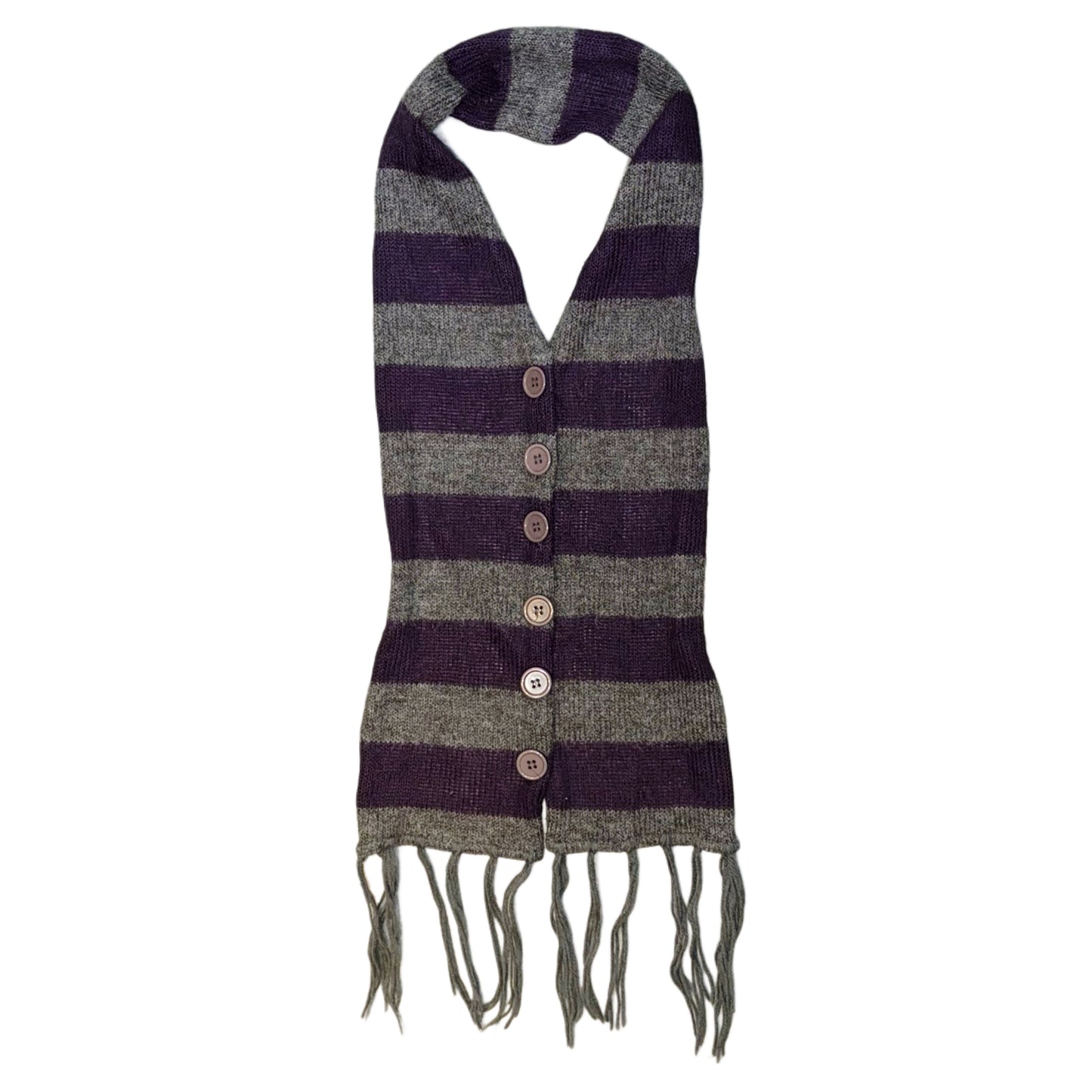 Purple grey striped scarf
