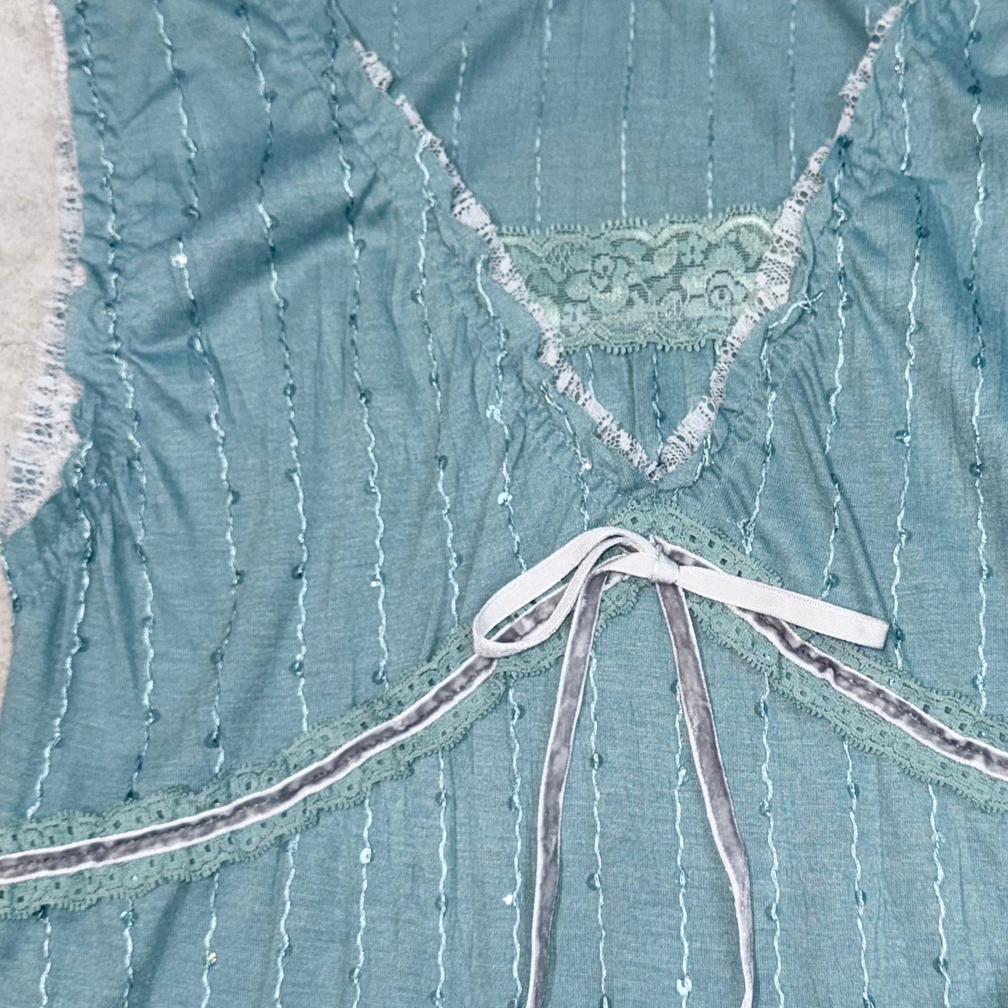 Tiffany blue lace layering top