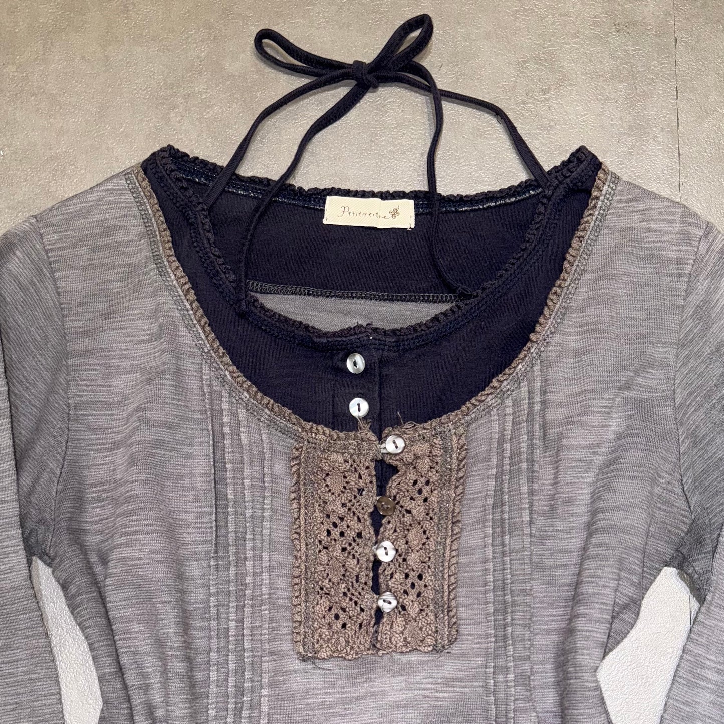 Grey black layered long sleeve