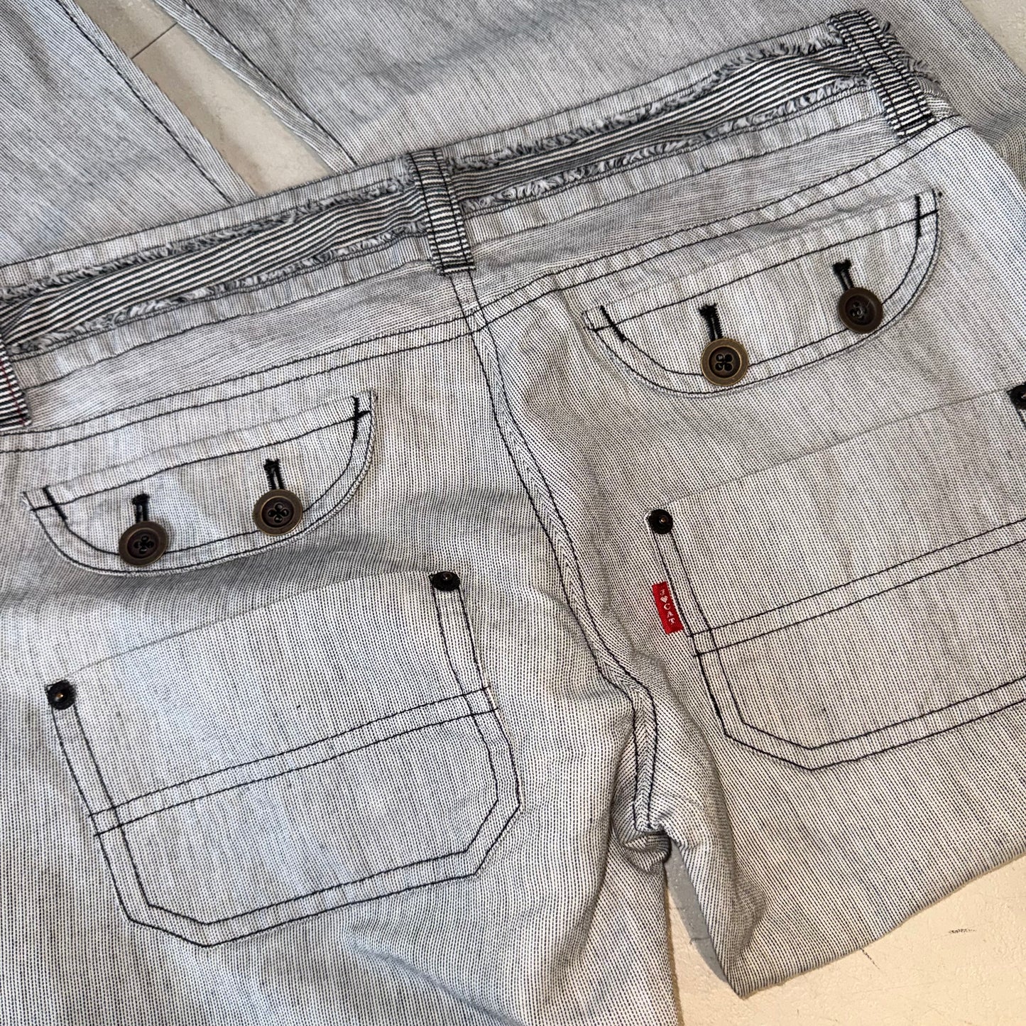 Grey linen wide-leg pants