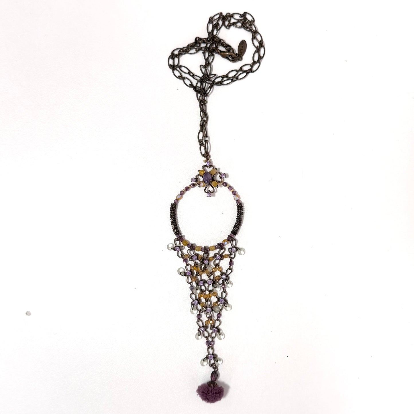 Purple dreamcatcher long necklace