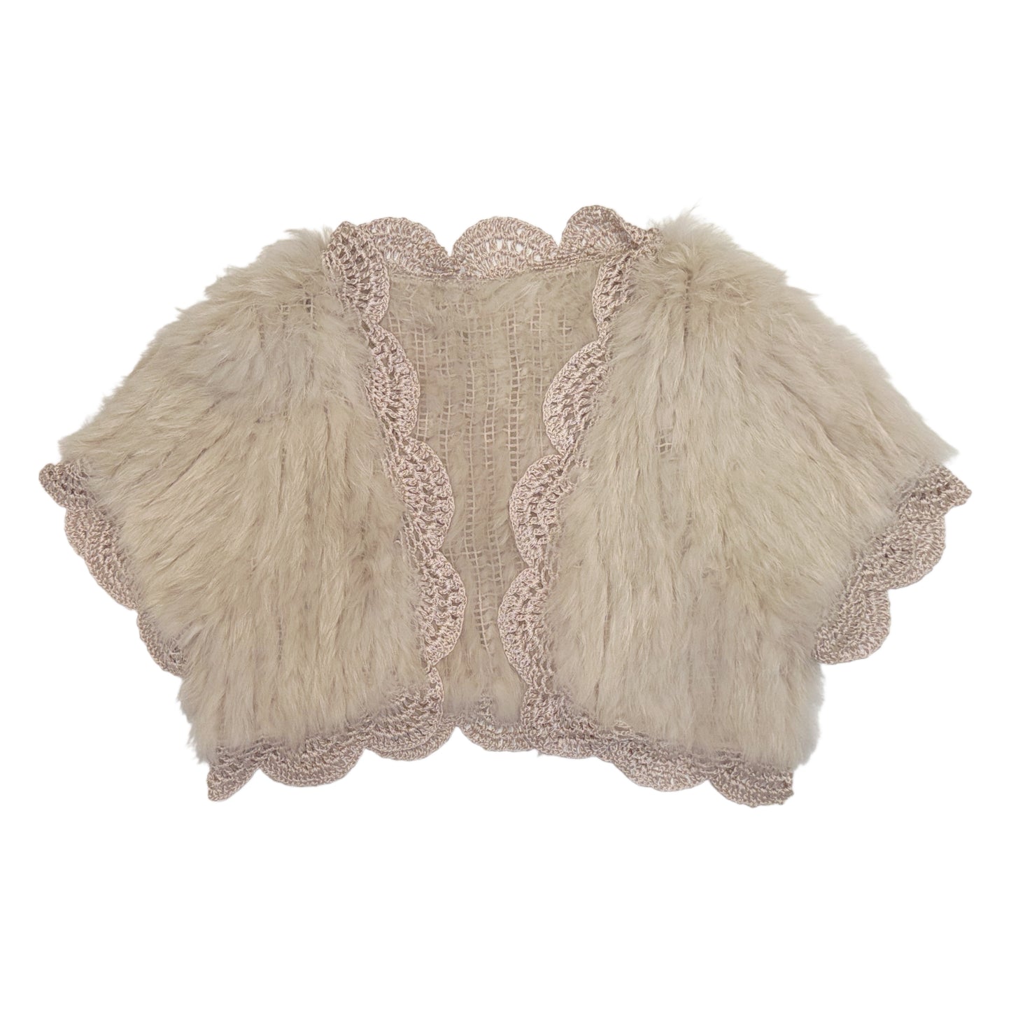 Ivory fur knit cropped outer