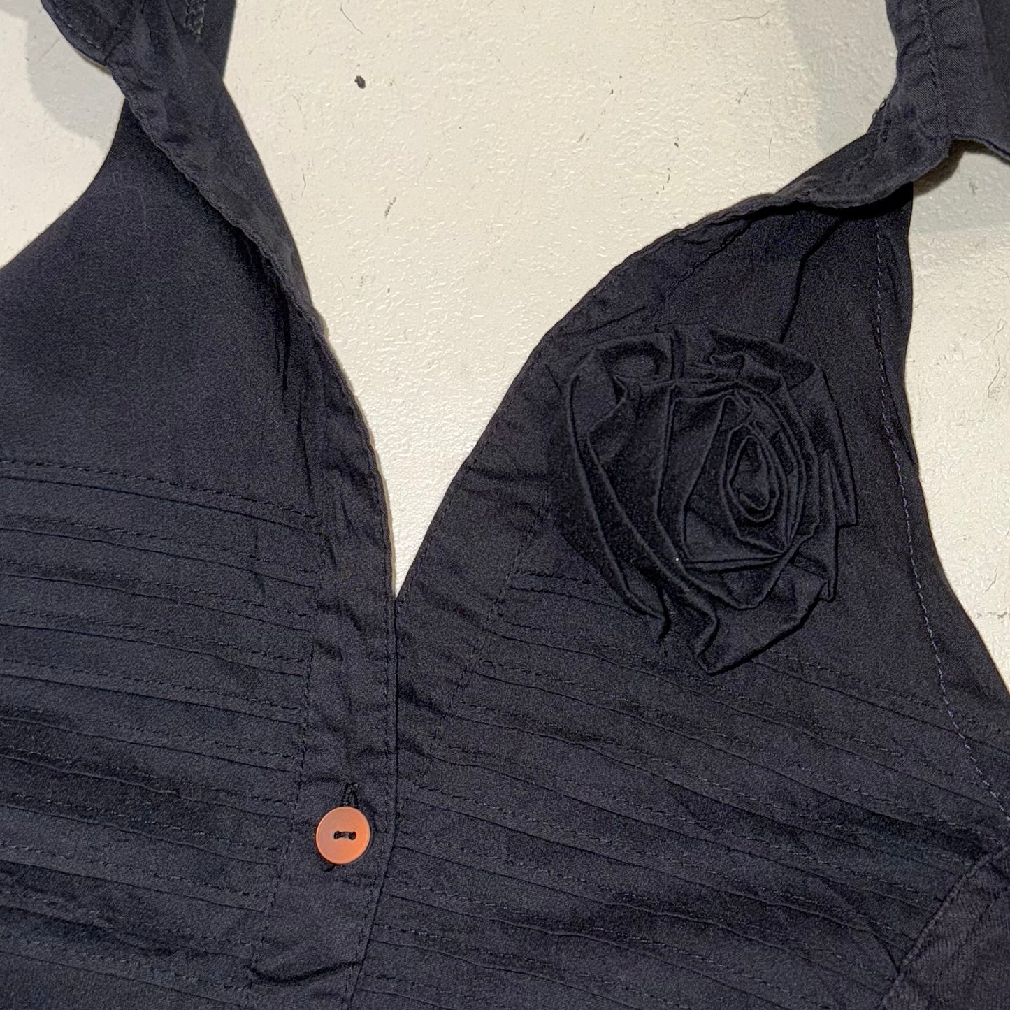 Black backless rose top
