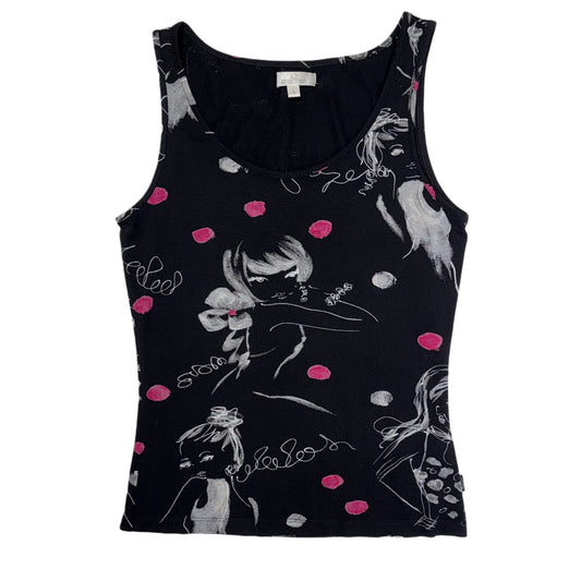 Black polka dot portrait top