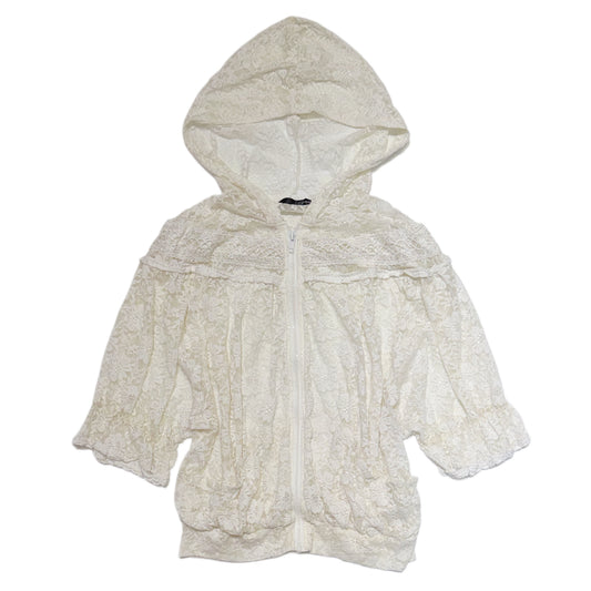 Ivory lace zip hoodie