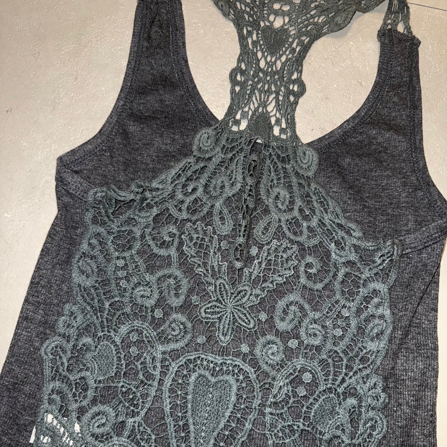 Grey backless lace top