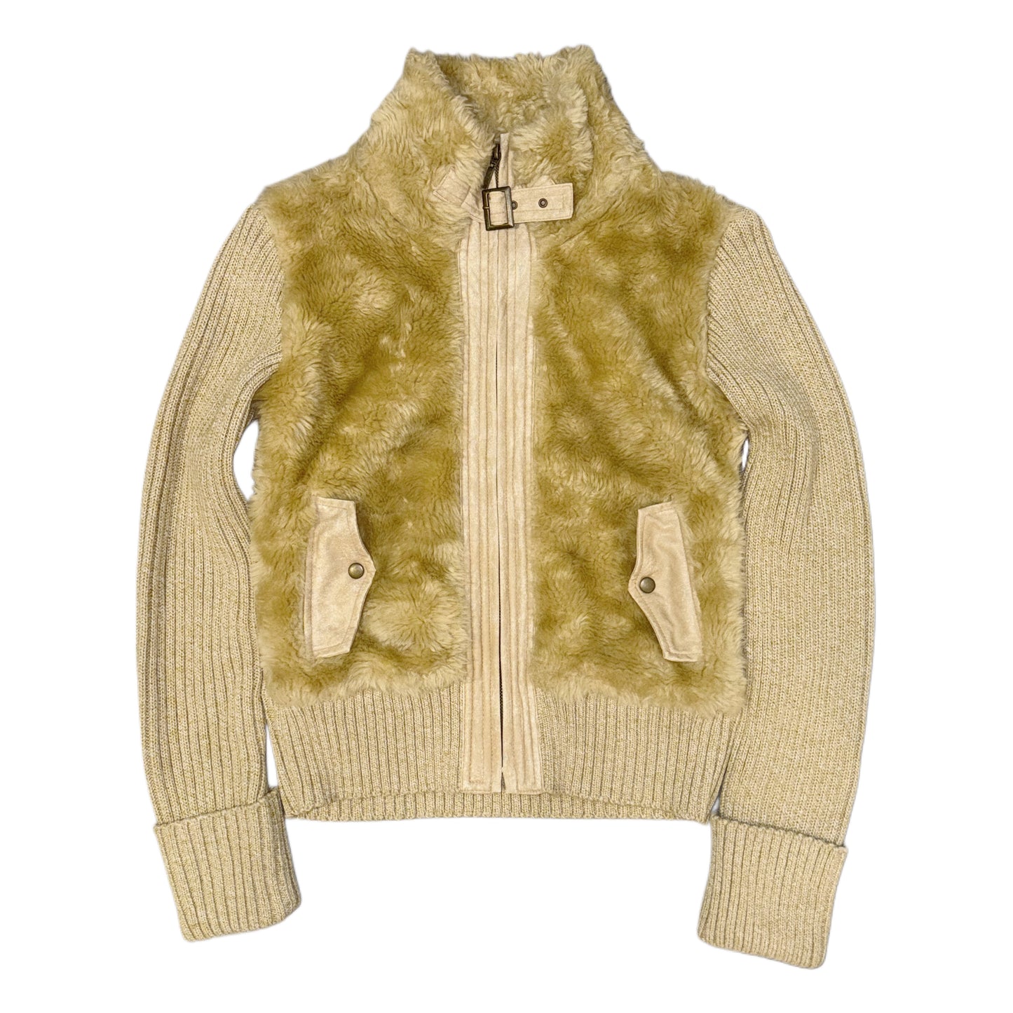 Light brown furry knit coat