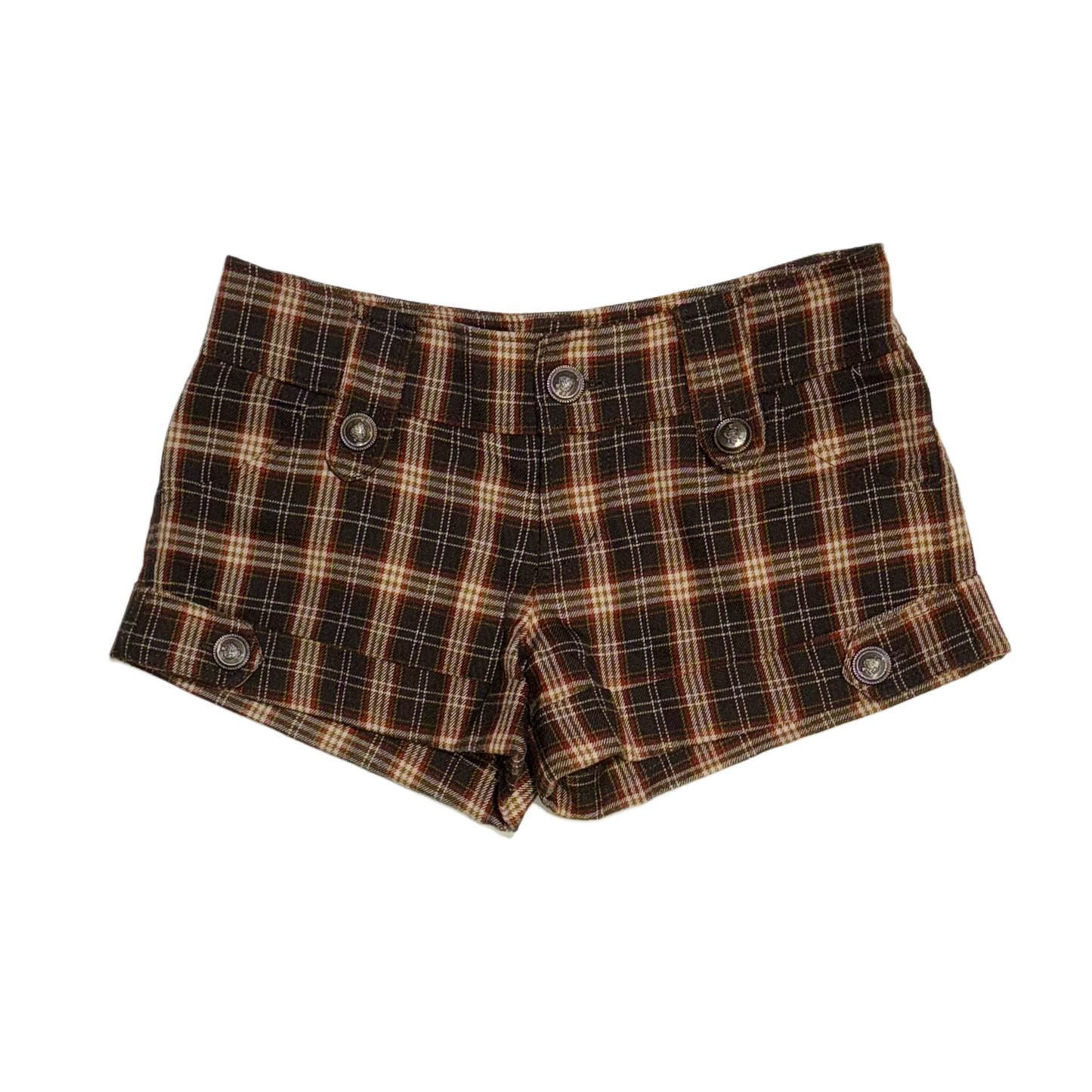 Cecil McBee brown plaid low rise shorts