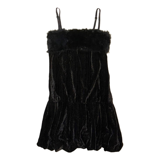 Black furry velvet dress