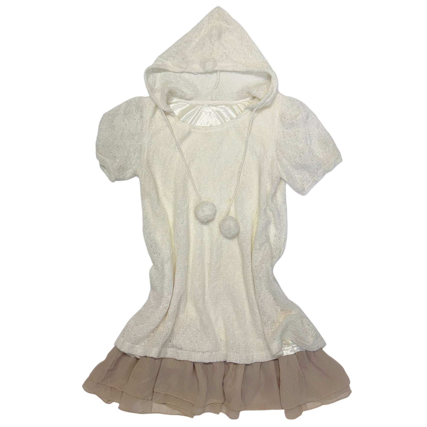 Pom pom ivory brown dress