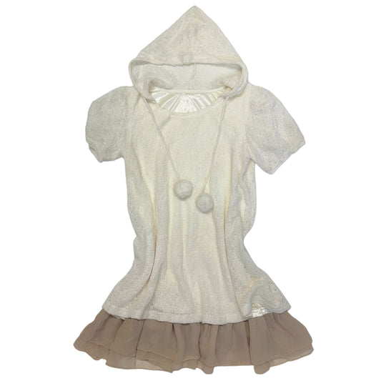 Pom pom ivory brown dress